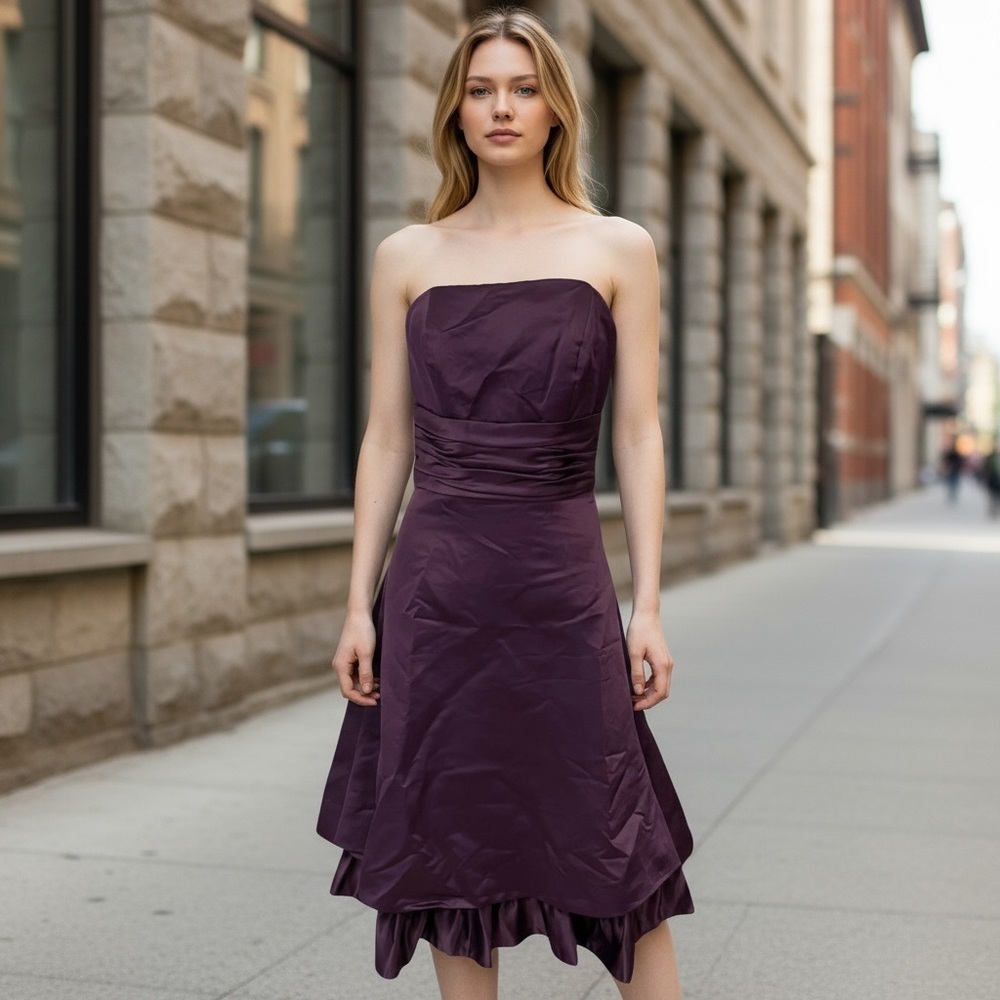EDEN MAIDS Purple Strapless Formal Dress